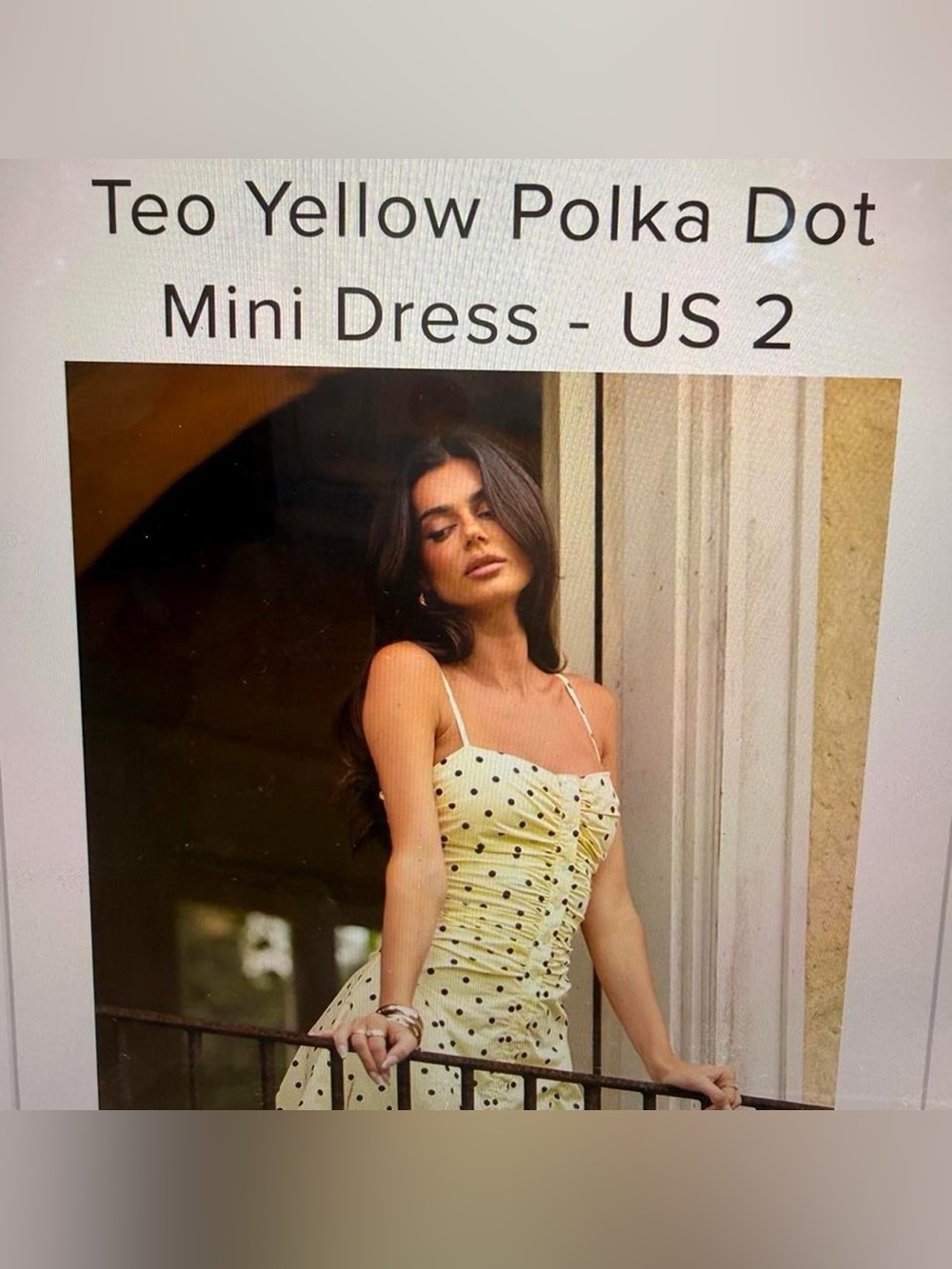 Yellow Polka Dot Ruched Mini Dress - Women